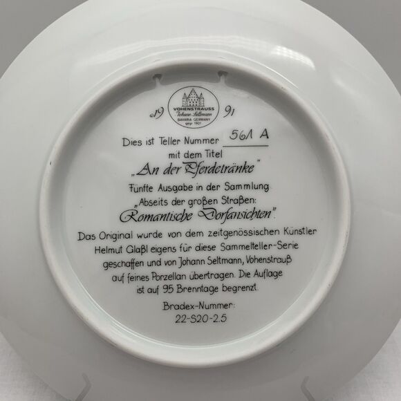At The Horse Trough Collector Plate COA & Box 1991 Helmut Glossl Artist Germany - Picture 4 of 12